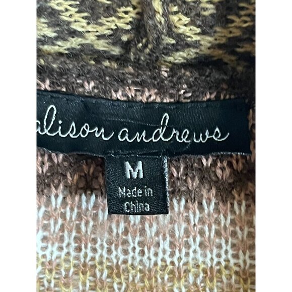 Alison Andrews Sweater Women M Pink Striped Western Boho Aztec Chevron Floral - Picture 2 of 11